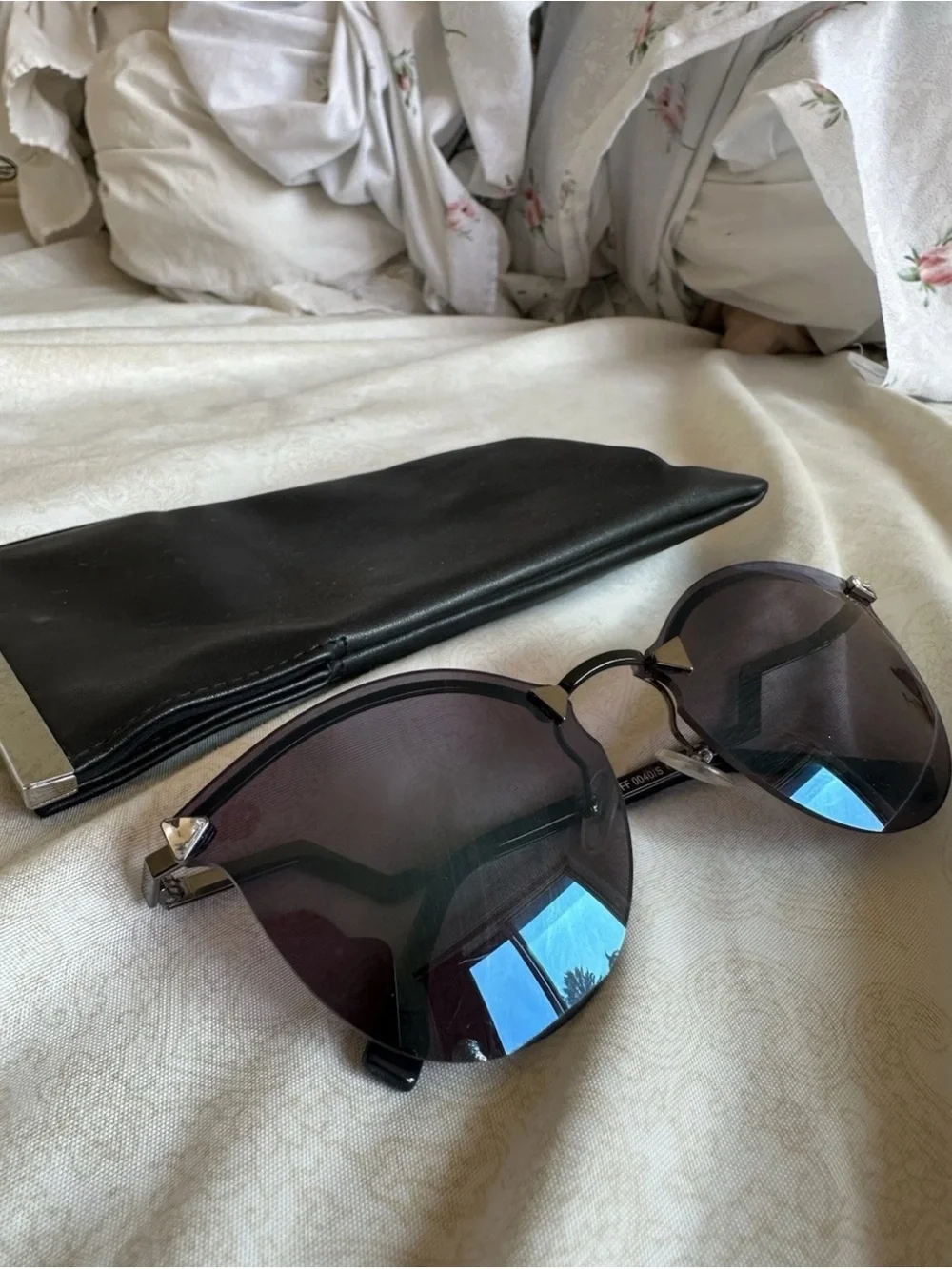Fendi Mirrored Rimless Cat Eye Sunglasses